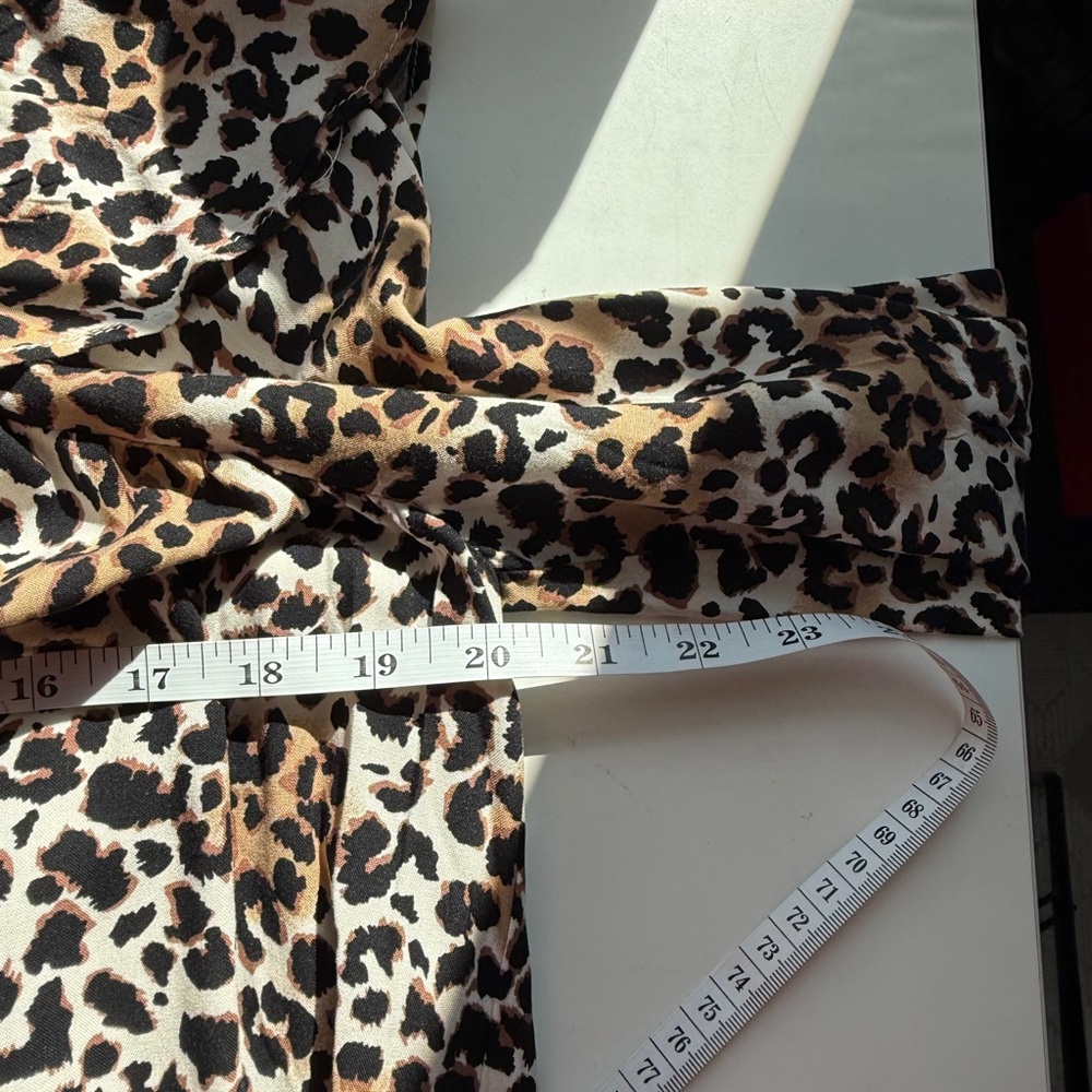 Emily Daniels Leopard Print V-Neck Ruffle Blouse - Brown/Black - Picture 4 of 10